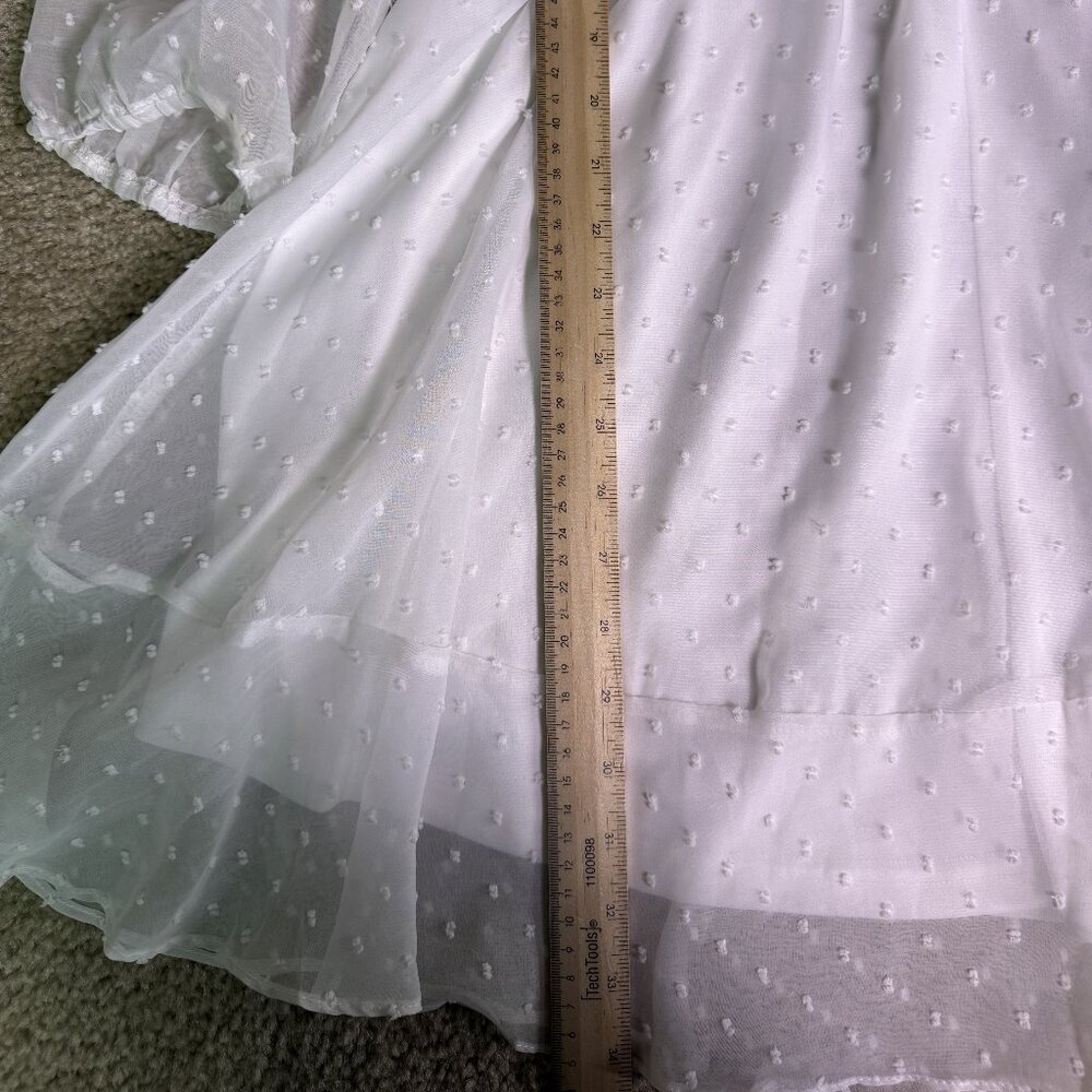 Entro Dress Women’s Size Large White Sheer Polka Dot V Neck Babydoll F178 - Picture 12 of 13
